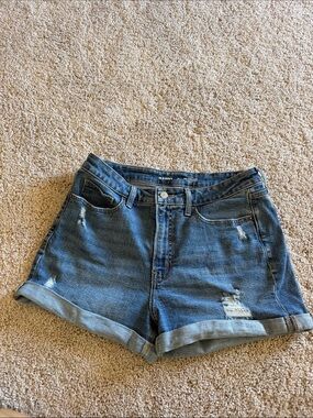 Old Navy Distressed Blue Denim Rolled Cuff Shorts